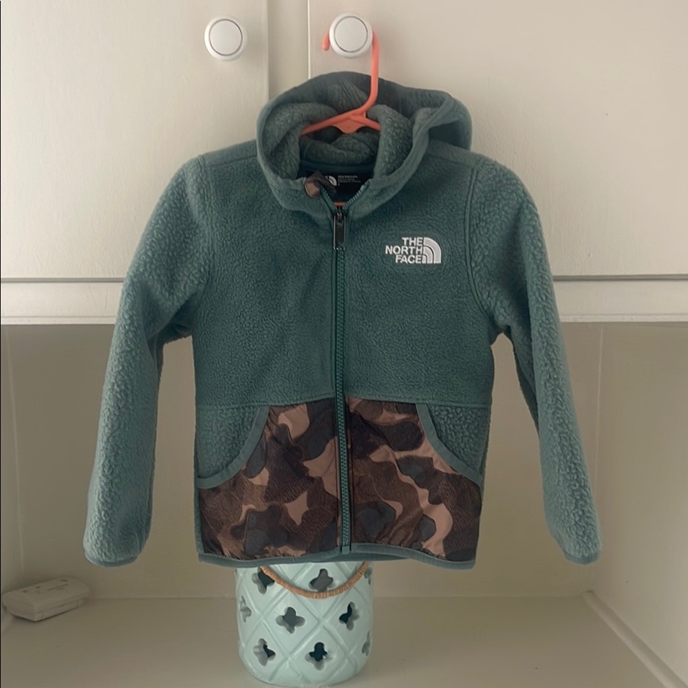 The North Face Olive Fleece Jacket with Camouflage Pockets
